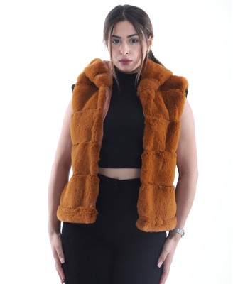 GILET FAUX FOURRURE À CAPUCHE