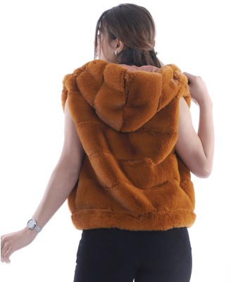 GILET FAUX FOURRURE À CAPUCHE